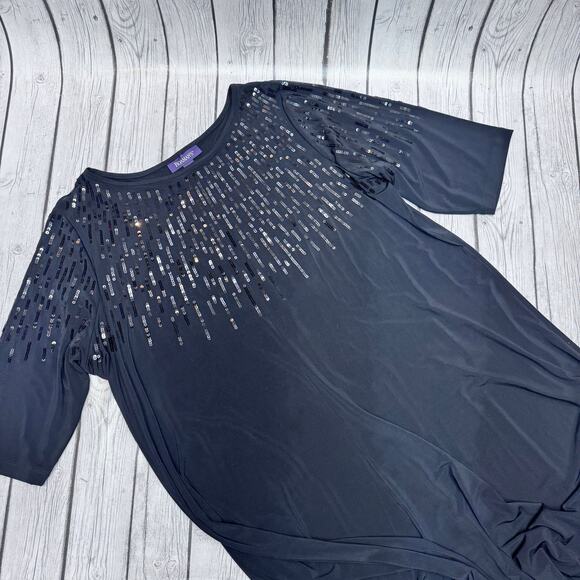 Roaman’s Black Sequins Cocktail Dress Plus Size 22/24 - Picture 2 of 3